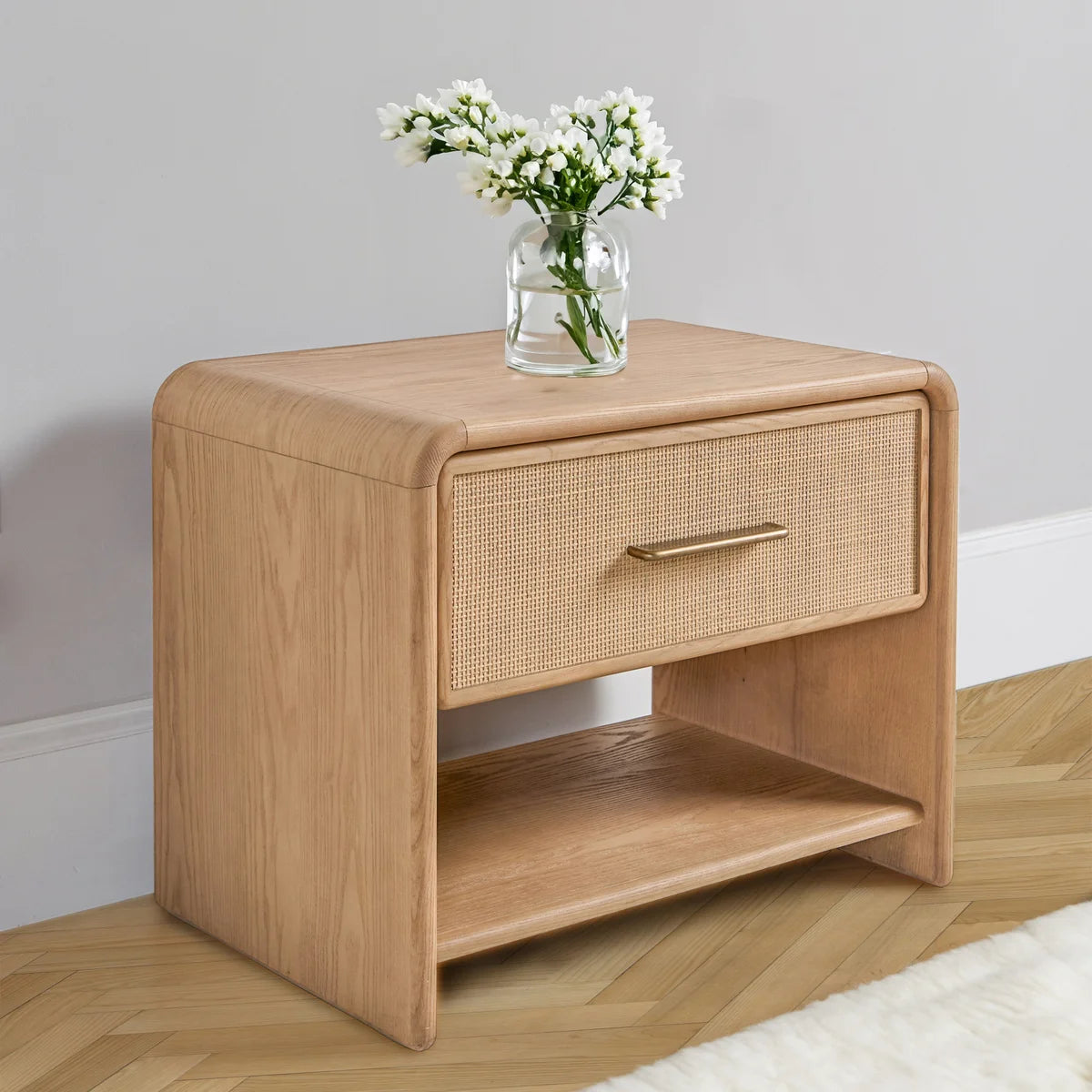 JoJo Fletcher Pauline Rattan Cane Nightstand