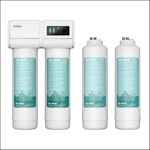 2-stage Water Filtration System with Replacement Filter Cartridges
