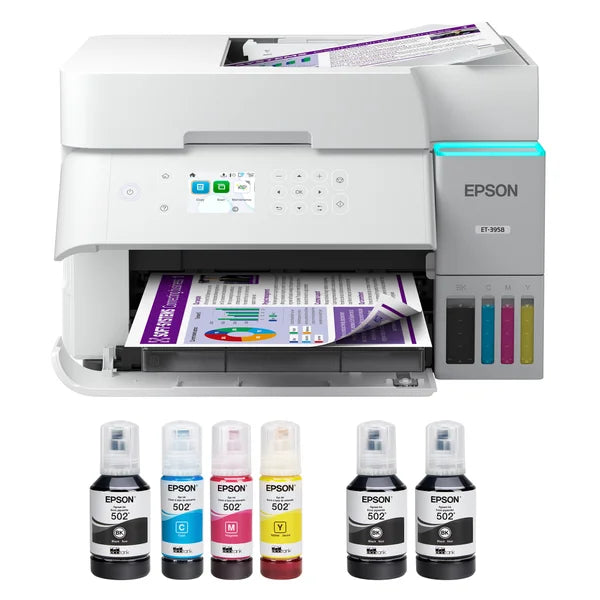 Epson EcoTank ET-3958 Wireless All-in-One Color Supertank Printer, White